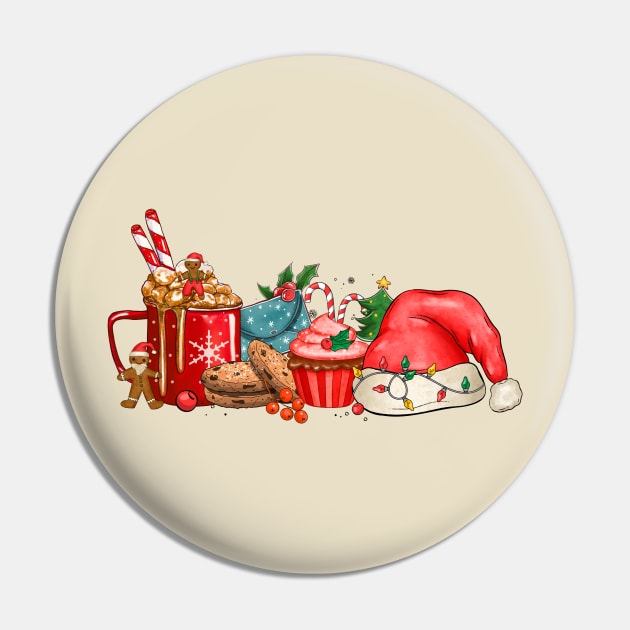 Hot Coco Cupcakes and Santa Hat Pin by OWHolmes Boss Band