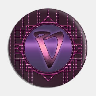 Vintage letter V Purple Glamour Artdeco Monogram Pin