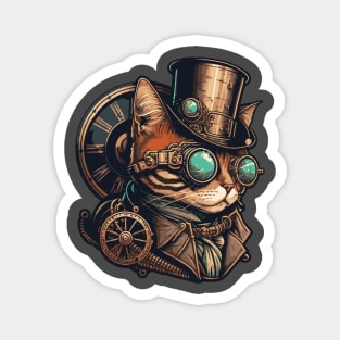 Steampunk Cat Sticker Magnet