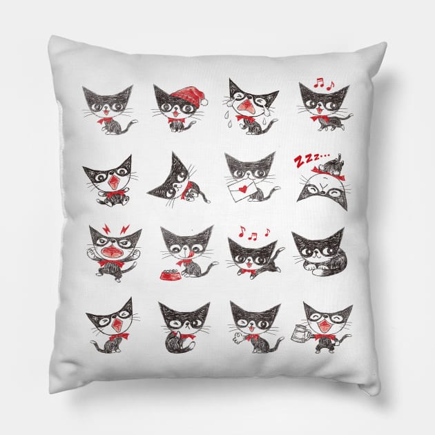 Many Cats Pillow by sanogawa