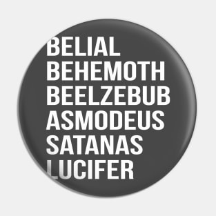 Satanic Names Shirt Pin