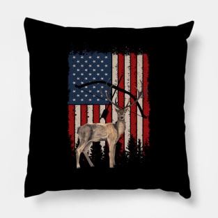 Deer Hunting American Flag Pillow