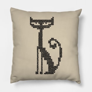 Cross Stitch Black Cat Pillow