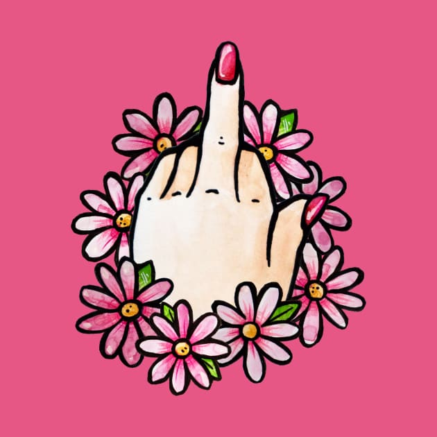 Floral FU Middle Finger by bubbsnugg