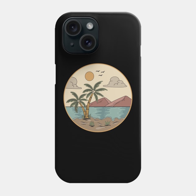 Tropical summer beach ocean sunset Phone Case by arijosuaa