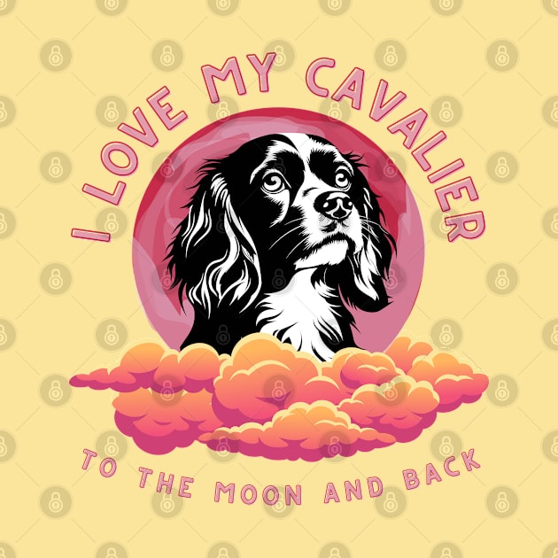 I Love My Cavalier to the Moon and Back - Pink Moon Silhouette by Cavalier Gifts