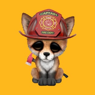 Cute Baby Red Fox Firefighter T-Shirt