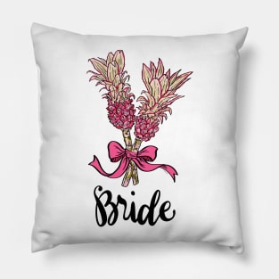 Bride Shirt Pink Pineapple Bouquet Illustration Pillow