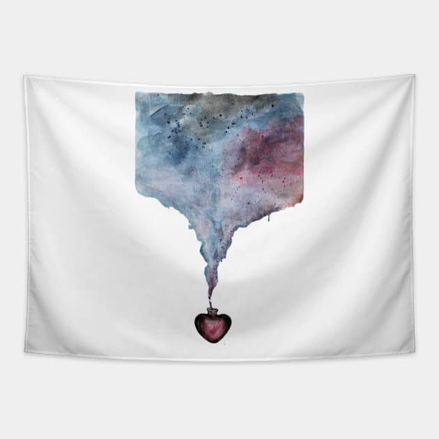 Love Poison Fantasy Drink Vial Passion Cosmos Nebula Tapestry by kkjustpaint