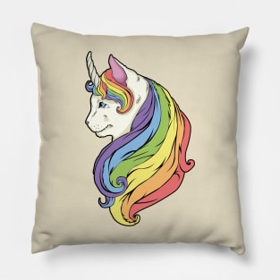 Unicat rainbow mane and horn Pillow