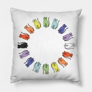 Cute Circle Rainbow Cat Graphic Pillow