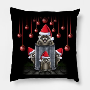 Raccoon trick or trash cute raccoons family merry Christmas Pillow