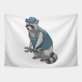 Racoon as Craftsman with Wrench Tapestry