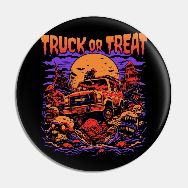 Truck or Treat Halloween Off-Roading Nightmare Pin by Contentarama