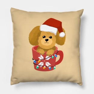 Cute Puppy In A Cup | Merry Christmas Pillow