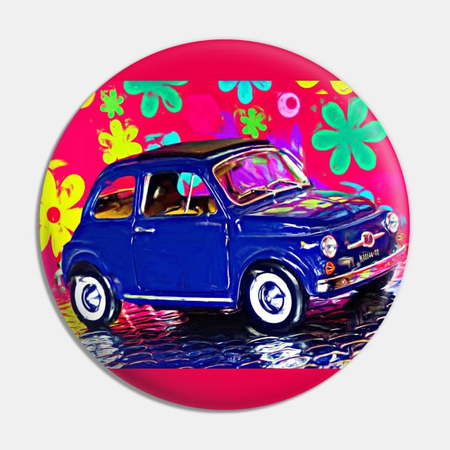 Surreal Fiat 500 blue Pin by DeVerviers