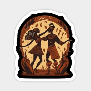 Tribe Totem Woman and Man Dancing Magnet