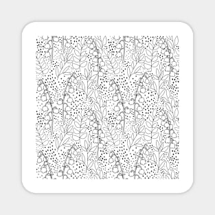 Lily of The Valley Pattern - Black and White Magnet