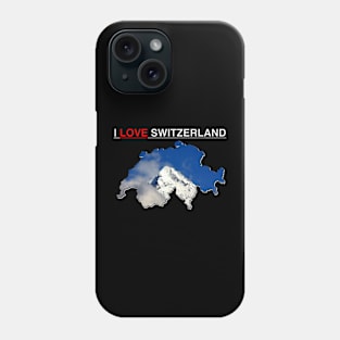 I Love Switzerland Map Snow Capped Mountain Peak Phone Case