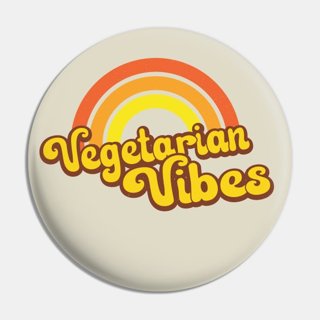 Vegetarian Retro Rainbow Orange Pin by Jitterfly