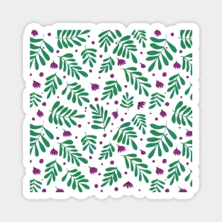 Watercolor branches and flowers - green and purple Magnet