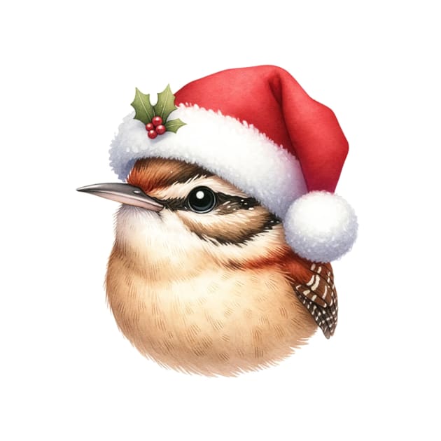 Christmas Carolina Wren head by AndyMcBird