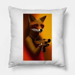 Fox With A Gun Pillow