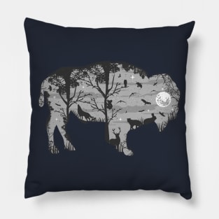 Wild Bison Silhouette Pillow