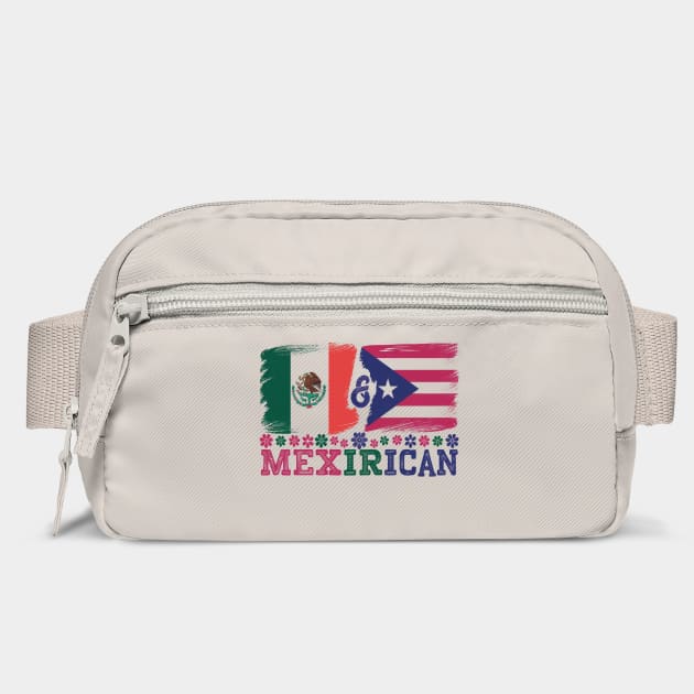 Mexirican Flag Design, Half Puerto Rican, Half Mexican with Puerto Rico Flag by Pixel Threads 