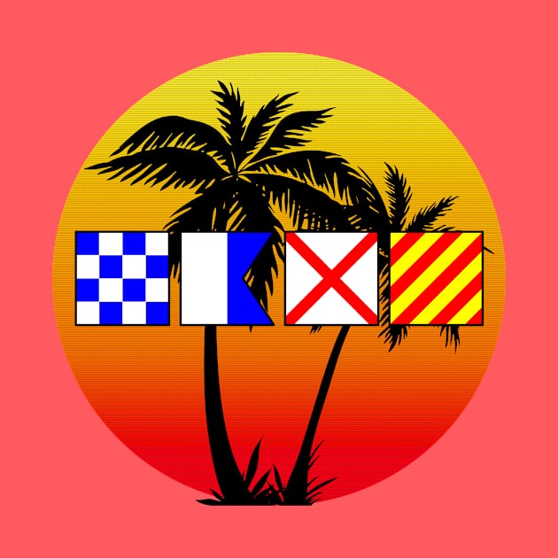 NAVY spelled out with Signal Flags Sunset Palm Trees by Sneek661