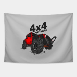 4x4 Off Road Jeep Red Tapestry