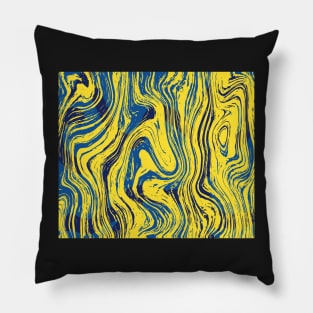 Marbled Yellow and Blue Pillow