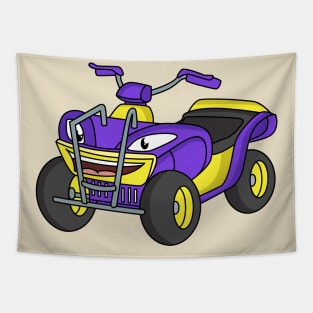 Purple Quad bike cartoon illustration Tapestry