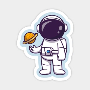 Astronaut Playing Planet Ball Cartoon Magnet