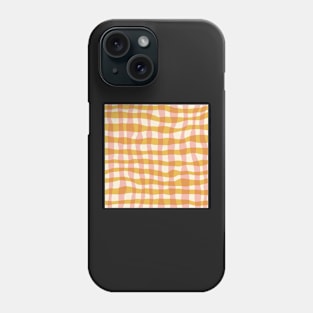 Abstract organic wonky played, gingham pattern in soft pink and golden mustard Phone Case