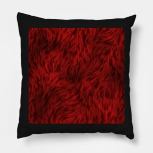 Deep Red Fur Design Pillow