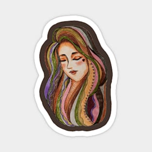 Female Portrait illustration by Pencil color Magnet