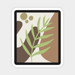 Minimal Modern  Abstract Shapes Abstract Green Leaf Warm Tones  Pattern Magnet