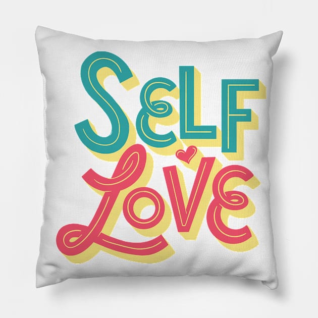 Self Love Self Care Lettering Pillow by Kangkorniks