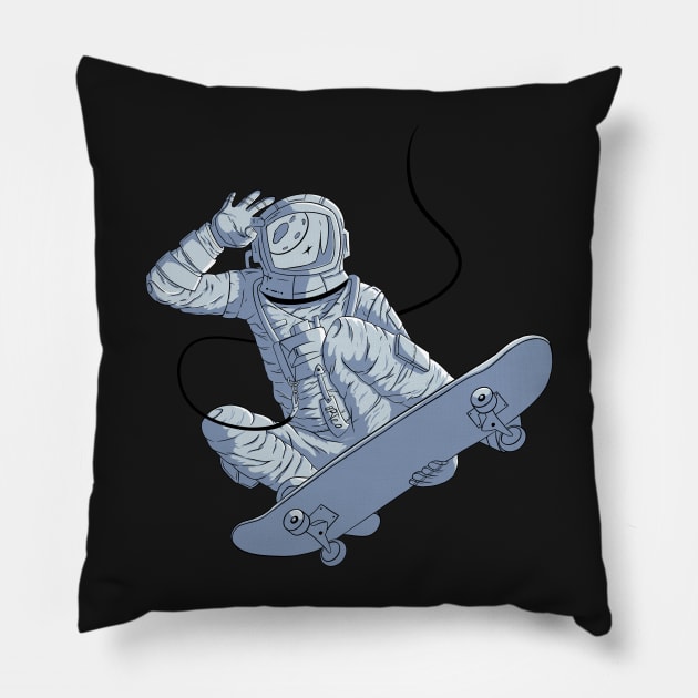 Astronaut Skateboard Skater Gift design Pillow by theodoros20