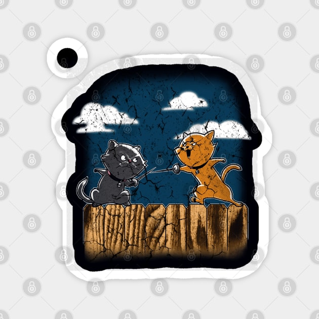 Fencing Cats On A Fence Magnet by Ria_Monte