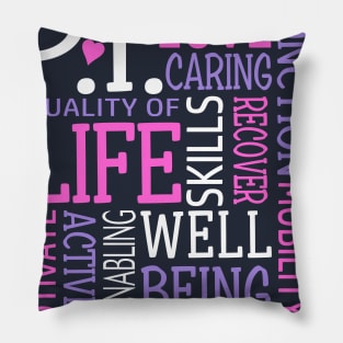 PT Physical Therapy Word Art Physical Therapist Pink Purple Pillow