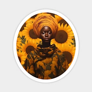 African Woman with Floral Background Magnet