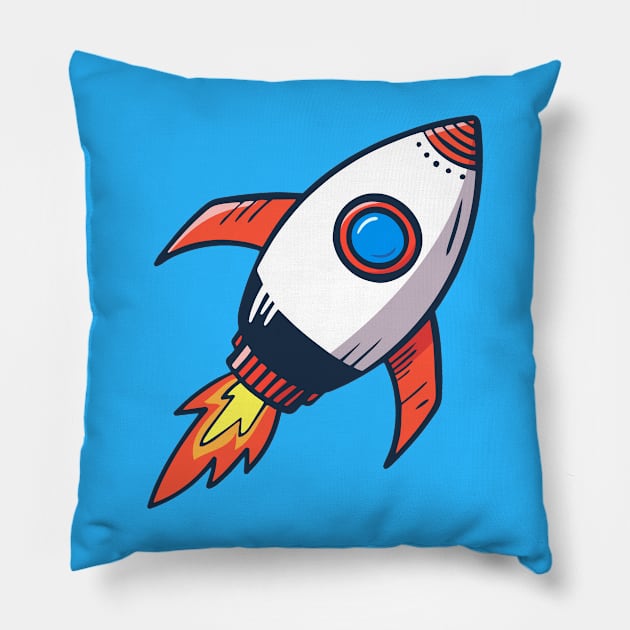 Rocket cartoon icon, vector illustration. Pillow by Alekxemko