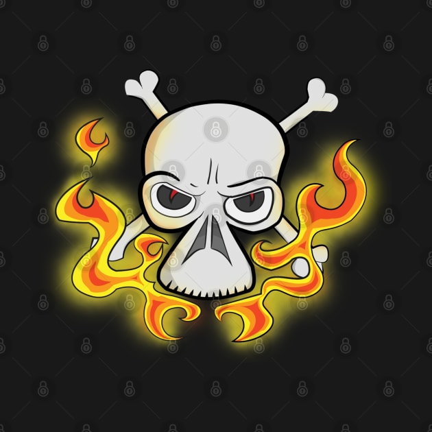 Skull and Fiery Flames by Dad n Son Designs