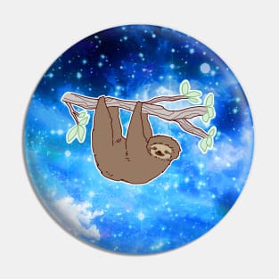 Hanging Tree Sloth Night Sky Pin