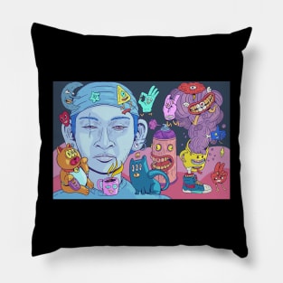 Colorful creepy creatures Pillow
