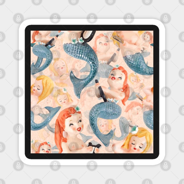 Vintage Ceramic Mermaids Magnet by implexity