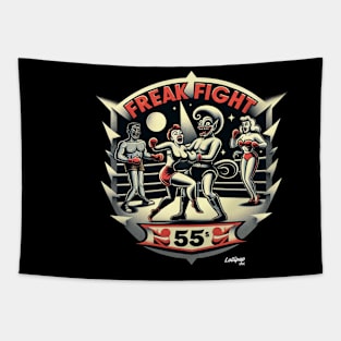 Pummel Pioneers: The Impact Innovators - The freak girl fight MMA fighter retro vintage style Tapestry