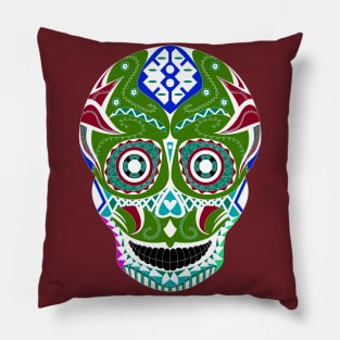 skull candy in mayan pattern ecopop Pillow